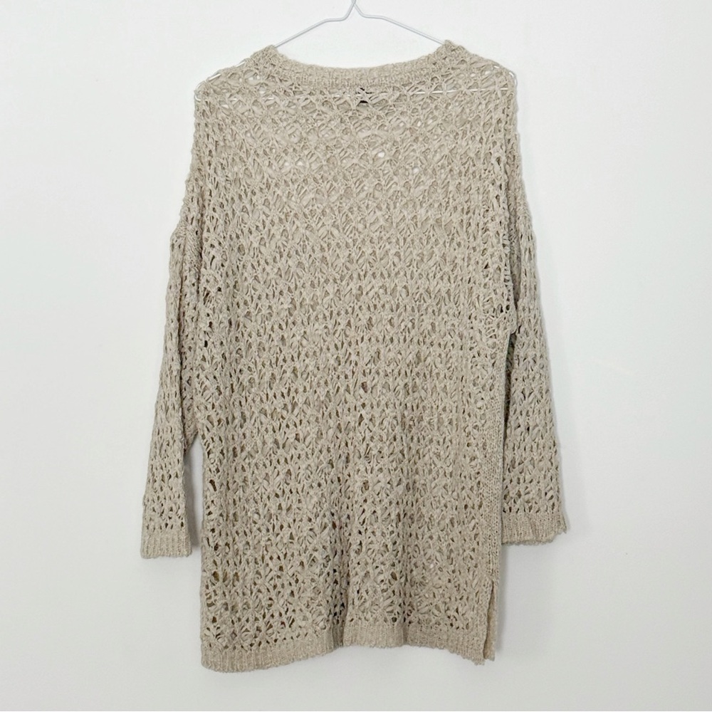 Beymen Club Woman Beige Open Knit Crochet Sweater MEDIUM Boho Luxury Resortwear - Picture 4 of 6